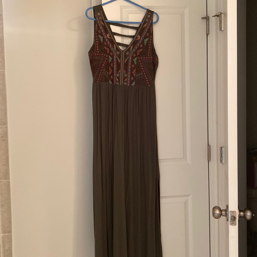 Olive green maxi dress